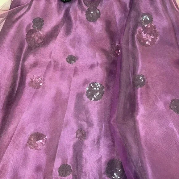 NWT SHERRI HILL Plum Colored Beads/Sequins Short Tulle Skirt Sweetheart Dress 4‎